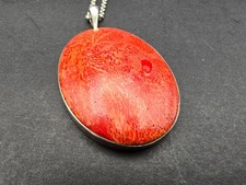 Vintage coral and sterling silver necklace with 17" rolo chain, 35th anniversary