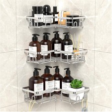 Mensola doccia angolare inox, porta sapone, 3 pezzi, antiruggine bagno