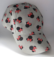 Disney World Minnie Mouse Baseball Cap Gray Adjustable Strapback Hat Bow Pattern