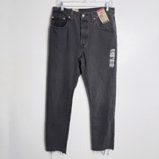 NWT Levi's Women's 501s High Rise Straight Raw Hem Washed Black Size 30 x 30