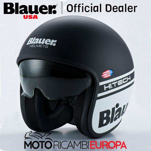 CASCO STILE VINTAGE CON VISIERINO BLAUER PILOT BLACK WHITE TAGLIA M | eBay