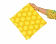 Canary Yellow Embroidered Accent Pillow Cover, Ethnic Home Décor, 14" x 14" 