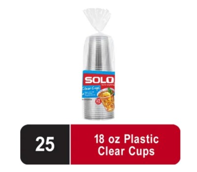 Solo Disposable Plastic Cups, Clear, 18 Oz., 25 Count | eBay