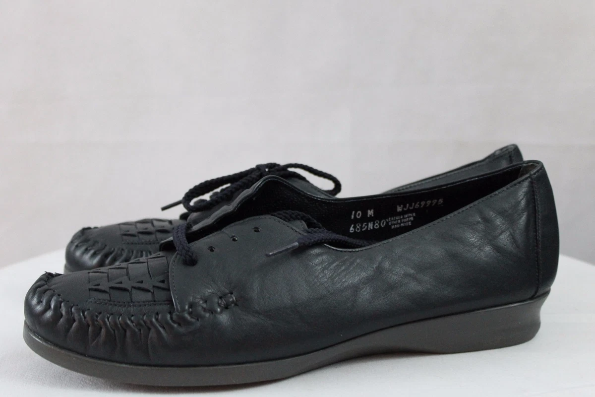Women s Naturalizer Navy Leather Casual Nurse oxfords Lace up Shoes VGC 10m