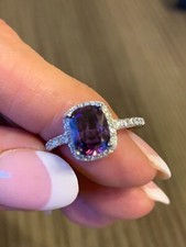 925 Sterling Silver Cushion Cut Amethyst Ring