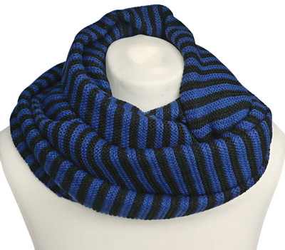 Damen Winter Loop Rundschal mit Streifen schwarz blau Damen Schal 727
