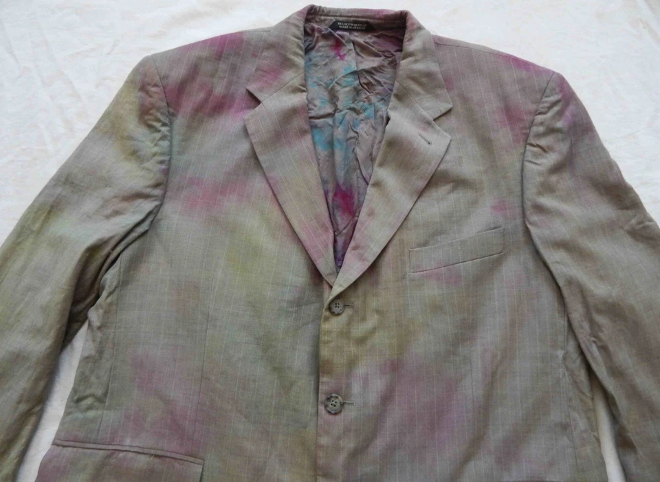 Blazer Traje Abrigo Deportivo Chaqueta Lana Tie Dye Púrpura Gris - Grande Hecho a Mano 44S 44 Foto 4 de 4