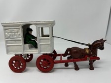 Antique Cast Iron Milk Wagon with Driver
