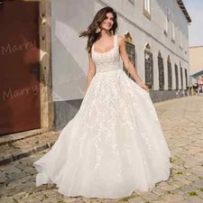 Exquisite Elegant Women Wedding Dresses A-Line Appliques Backless Bridal Gowns