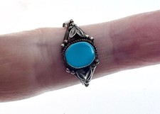 Vintage Native American Turquoise Sterling Silver Ring Size 6