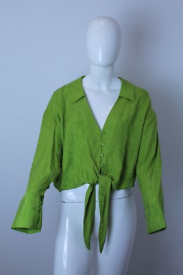 ZARA CAMICIA CON NODO VERDE OVERSIZE DONNA TG SIZE M