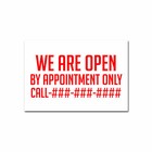 We are Open By Appointment ~ Custom Business Restaurant Sign ~ Add Your Number