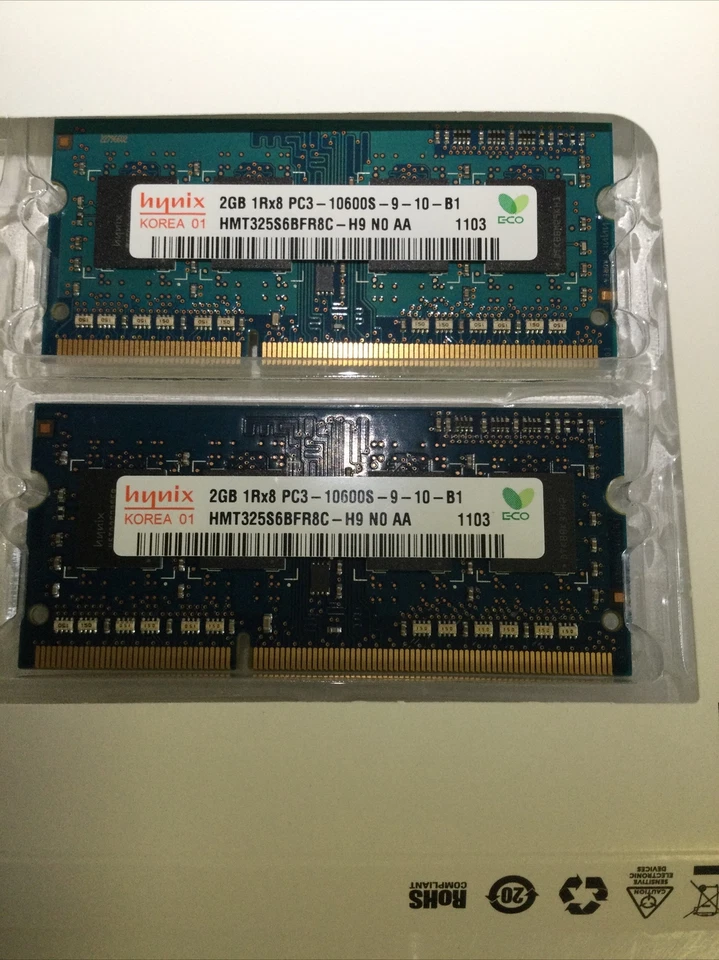 Crucial 4 GB (2x2GB) 1Rx8 PC3 -10600S-9-10-B1 HMT325S6BFR8C-H9 No AA - Image 2 of 4