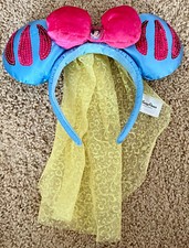 New Disney Parks Snow White Princess Veil Minnie Mouse Ears Plush Headband
