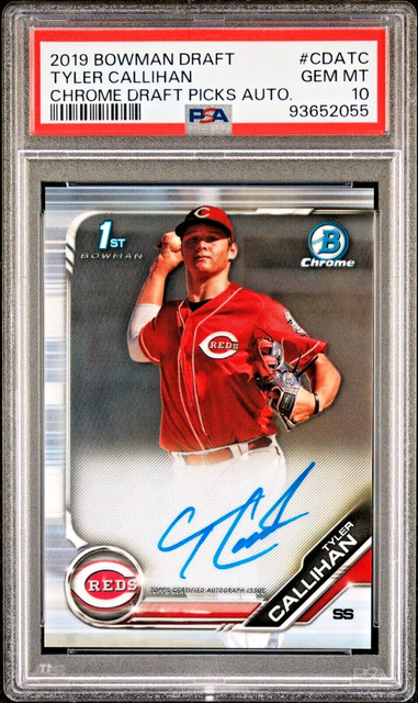 TYLER CALLIHAN BOWMAN 1ST. CHROME RC ON CARD AUTO PSA GEM MINT 10