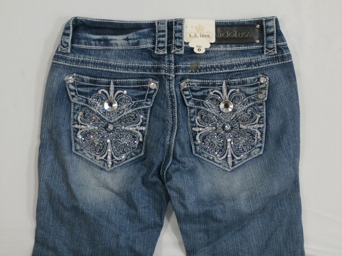 idol womens embellished denim bermuda shorts blue size 5 (29