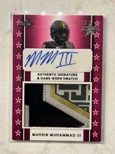 MUHSIN MUHAMMAD III Moose 2020 Leaf Army All-American Pink PATCH Auto # 13/20