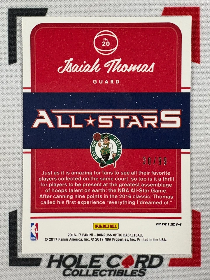 ISAIAH THOMAS 2016-17 Panini Donruss Optic All Stars #20 Red Prizm/99 一 Foto 2 de 2