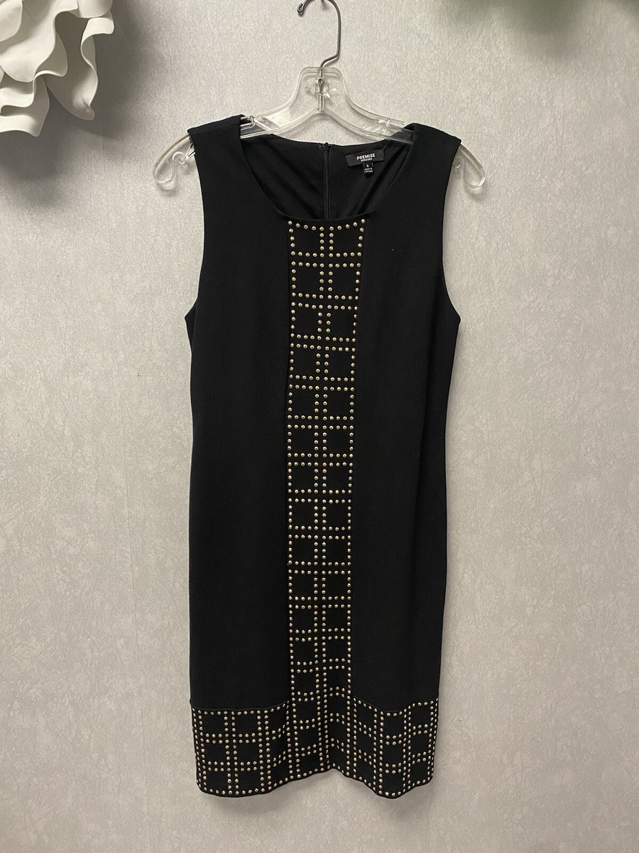 Premise Dress Size 8 Gold Studded Black Sleeveless Dress | eBay