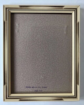 Vintage EXCEL WOOD PHOTO EASEL BACK FRAME - IVORY AND BROWN TRIM FINISH - 7 x 9