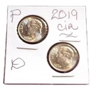 (2 Coins) 2019 P&D Roosevelt Dimes.  Awesome coins! Cir. Full of luster. MS/FT