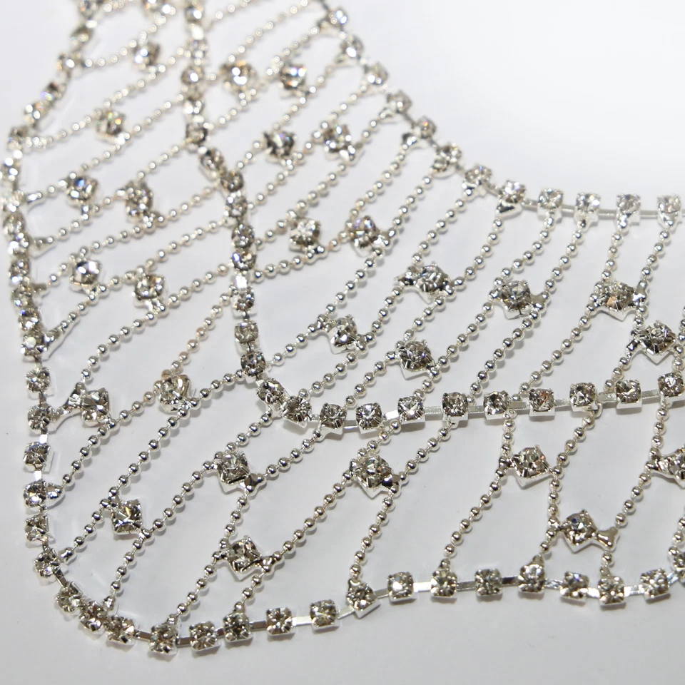 Set Gioielli Collier Orecchini Cristalli Strass Sposa Collana Argento 61 - Immagine 2 di 3