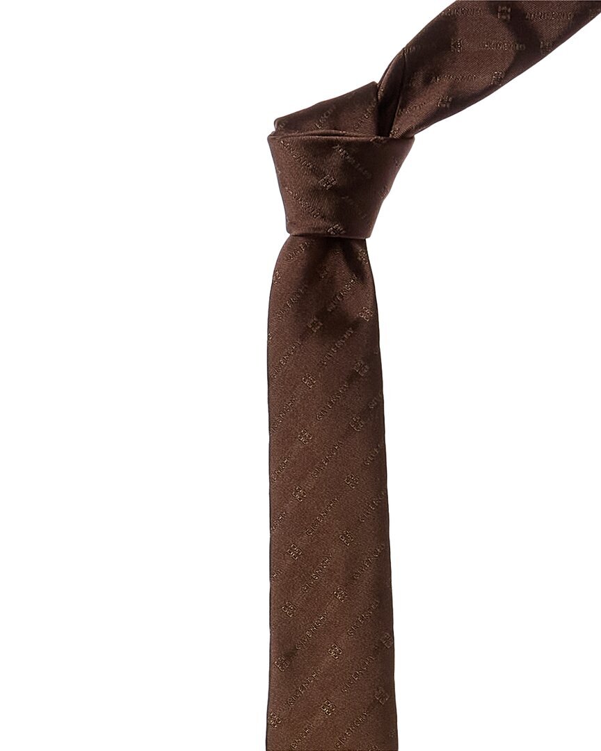 Темно-коричневый шелковый галстук с диагональным логотипом Givenchy мужской коричневый Os 15190₽