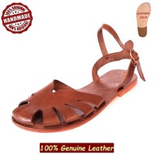 Close Toes Front Strap Criss Cross Ankle Straps Women Sandal, Leather Sandals