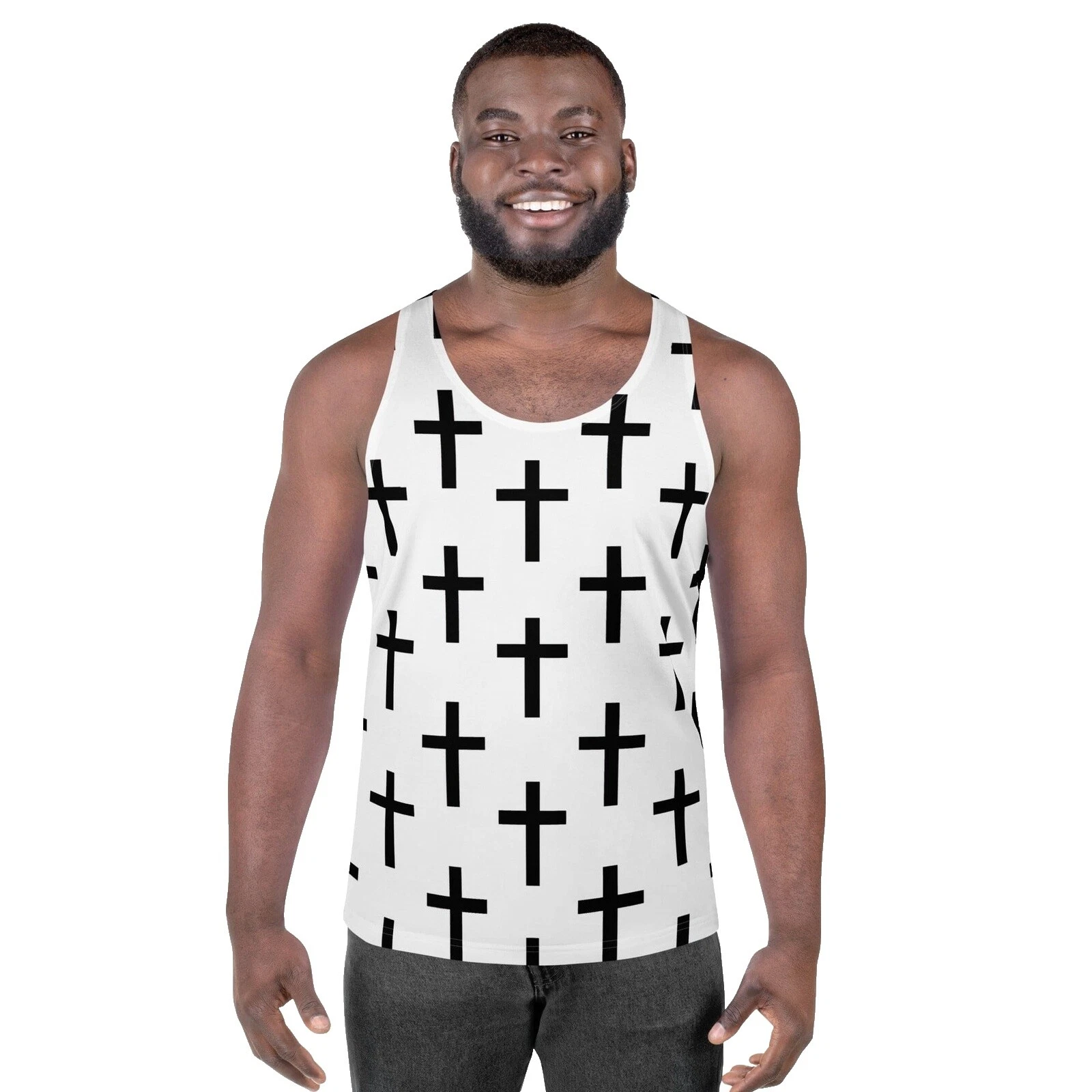 White Tank Activewear Tops for Men