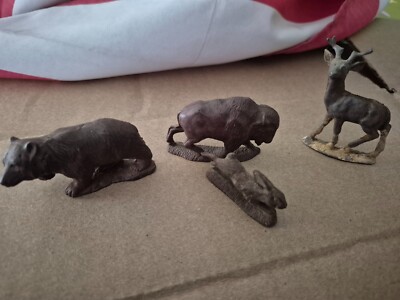 Vintage Marx/Auburn Rubber Bear, Bison,Deer and Rabbit Toys