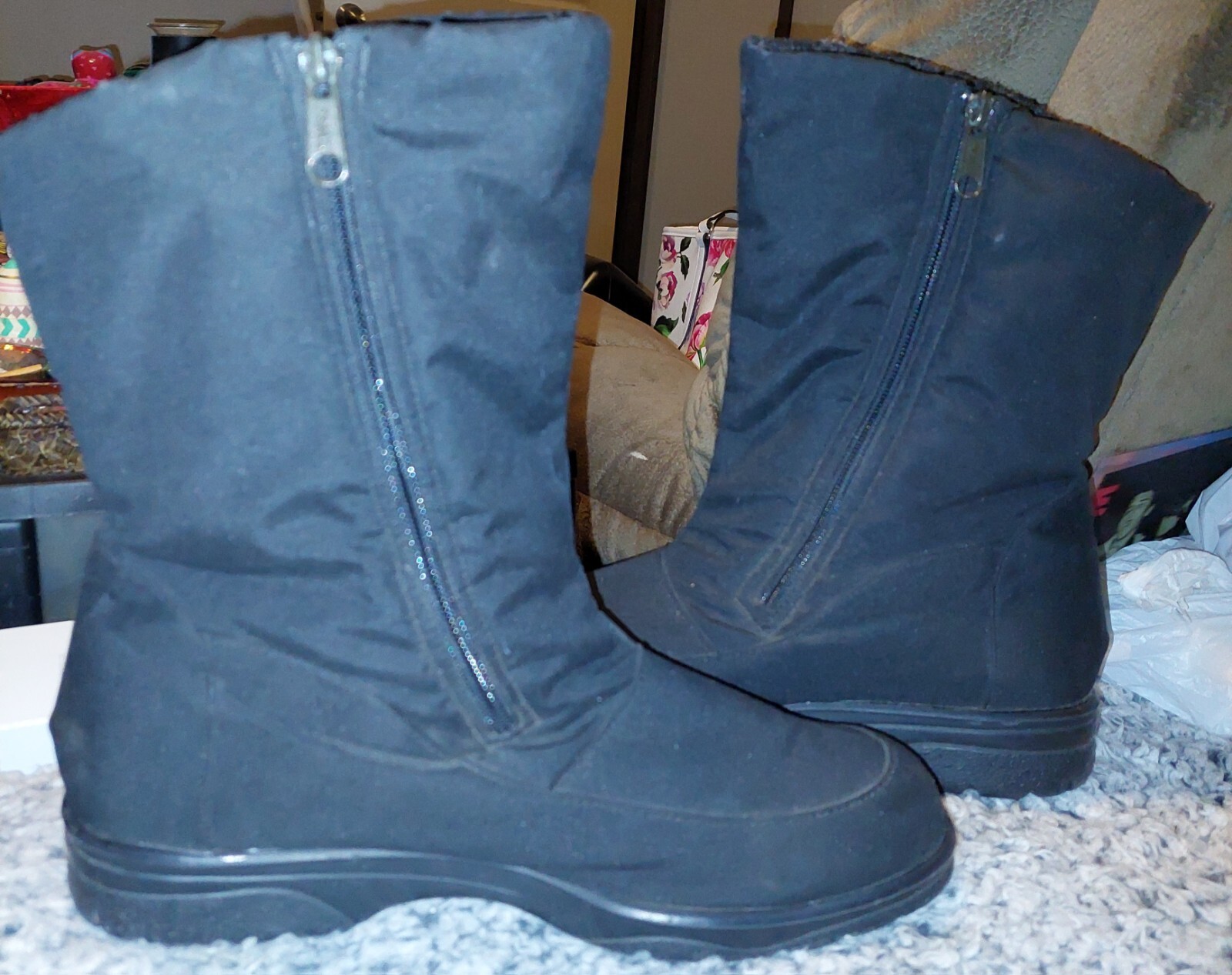 Toe Warmers CANADA Milano Winter Snow Black Boots Women's T99851 Zipper