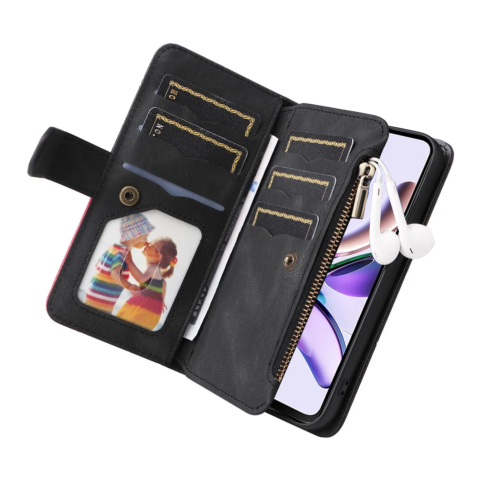 For Motorola Moto G85 G14 G54 G84 G53 G32 E14 Zipper Wallet Leather Case Cover - Image 4 of 4