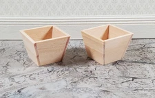 Dollhouse Small Box Planter Wood Square Set of 2 1:12 Scale by Falcon Miniatures