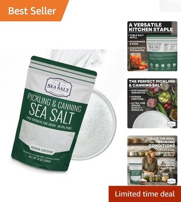 Kosher Pickling & Curing Salt - 14 oz Fine Crystal Natural Preserving Essential