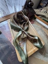 Luxury Paisley Square Scarf Olive Green Vintage Style Brand New Gift Idea