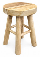 Rustic Wooden Stool Farmhouse Side Table Solid Wood Seat Kitchen Bathroom