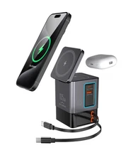 105W Charging Station–MagSafe Compatible,6-in-1 Charging Dock,Gan Retractable...