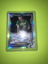 Stevie Emanuels 2021 Bowman Chrome  Auto Refractor /499 1st Bowman Oakland A's
