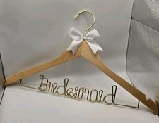 Bridesmaid Dress Hanger Wood Wedding Gold Wire Name Bridal Photo Prop Gift Clean