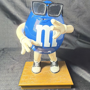 M&M's Blue Character Advertising Display Figure w/ Sunglasses on Base