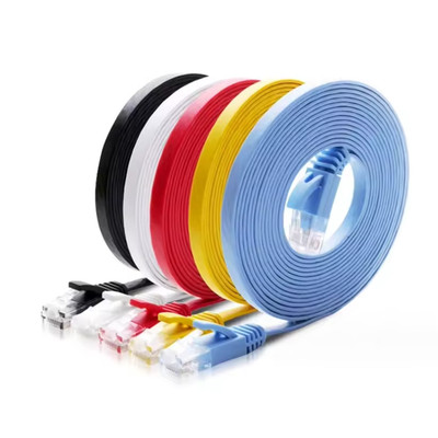 CAT6 Flat Ethernet Cable RJ45 UTP LAN Patch Cord 0.2 30m Black White Free Ship