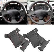 Cubierta de volante de cuero costura manual para Peugeot 206 1998-2005 206 SW 03-05