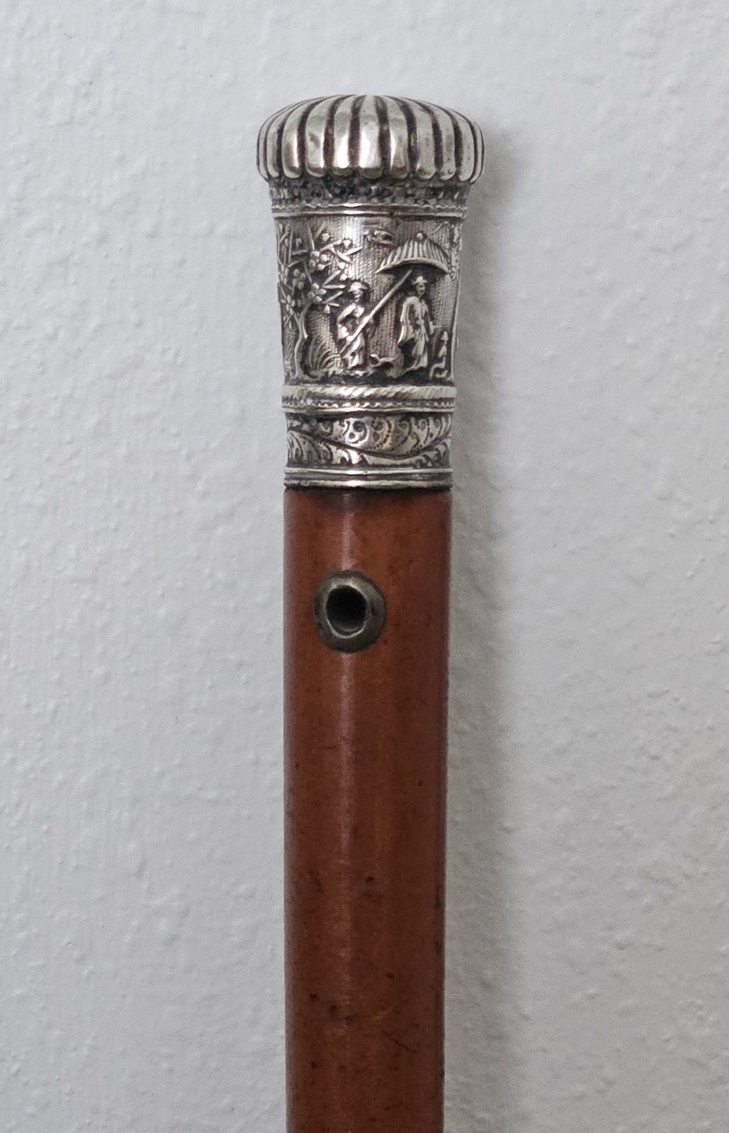 ANTIQUE REPOUSSE SOLID SILVER WALKING STICK DEPIC… - image 7