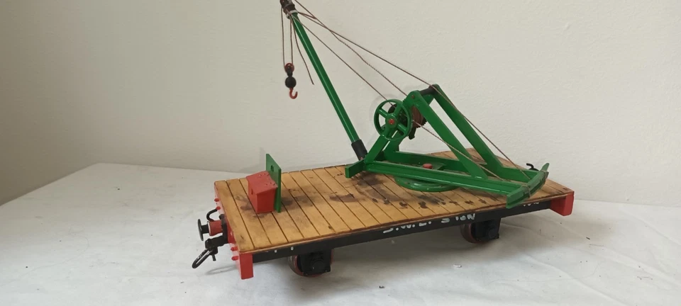 G scale 45mm KITBUILT Small Crane on Flat Wagon NICELY MADE - Image 3 of 4