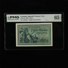 1904 Germany Imperial Treasury Note 5 Mark Pick#8a PMG 65 EPQ Gem UNC 02