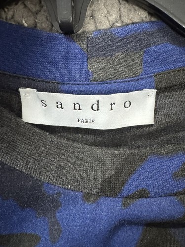 Sandro Paris Mens Short Sleeve Camo T-Shirt Blue Size X-Small XS NWOT - Picture 2 of 4