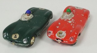 Two Tri ang Scalextric Jaguar D Type Cars Spares or Repair