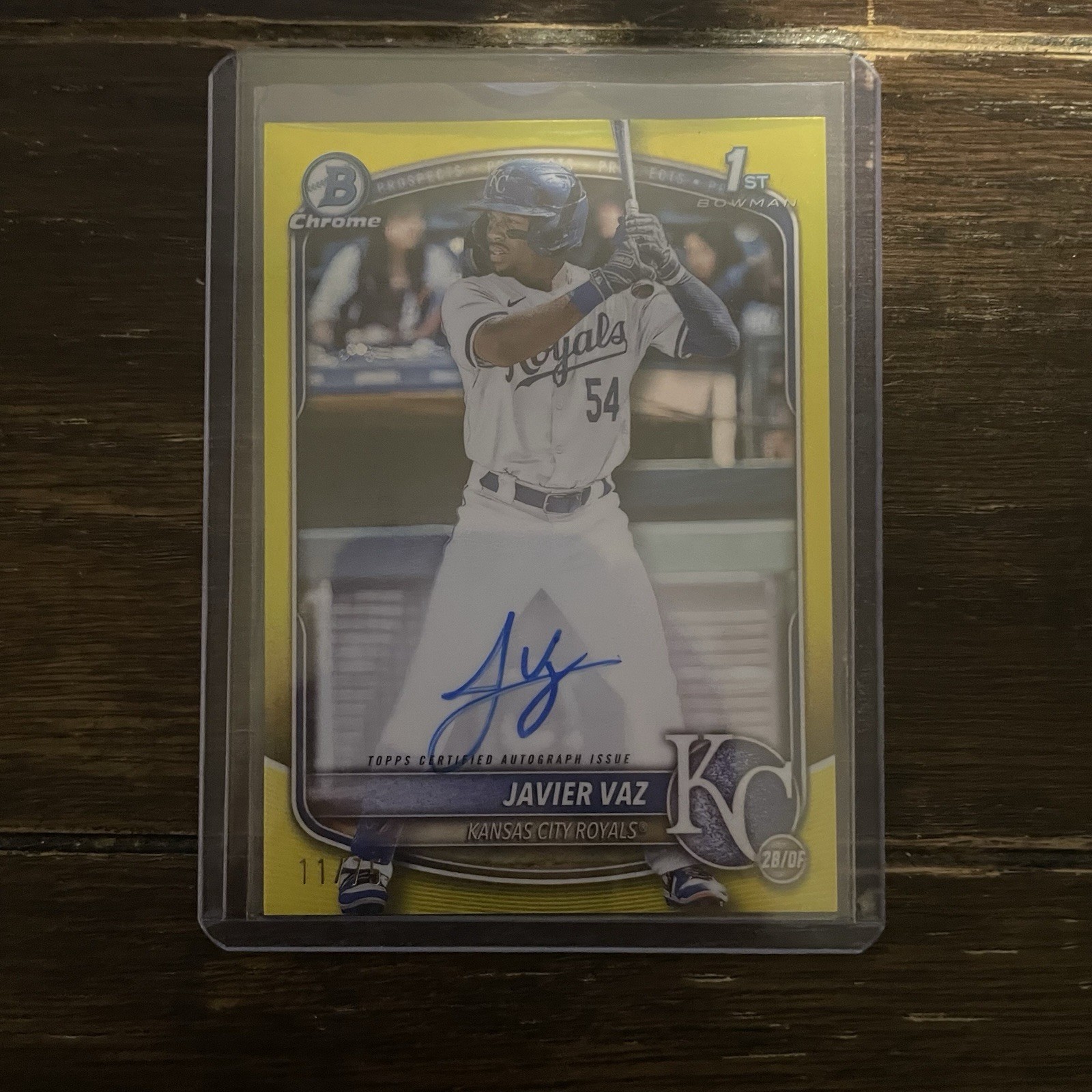 2025 Bowman Chrome Prospect Autographs Javier Vaz #CPA-JVA Yellow /75