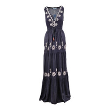 SOSANDAR Embroidered V-Neck Maxi Tiered Dress Womens Ladies