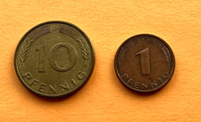 Germany 1 & 10  Pfennig   1981  Coin  Circulated coins German